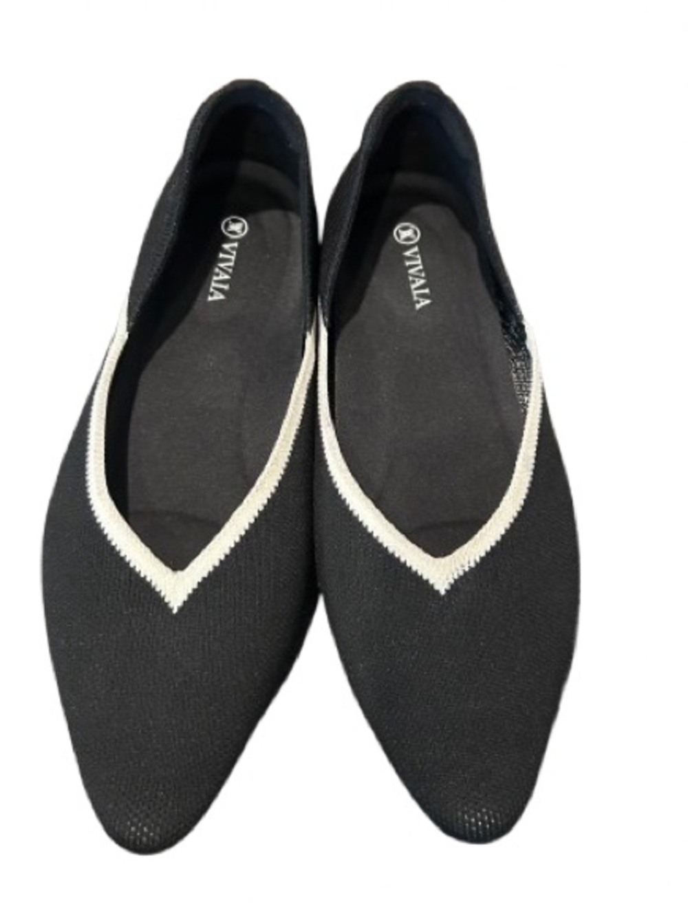 Vivaia Vienna 2.0 Pointed-Toe V-Cut Flats Knit Ballet Shoes Capsule Preppy Sz 10